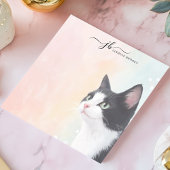 Schattige Waterverf Tuxedo Cat Pastel gepersonalis Notitieblok