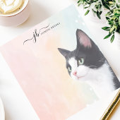 Schattige Waterverf Tuxedo Cat Pastel gepersonalis Notitieblok