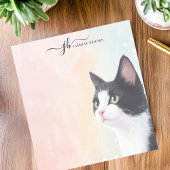 Schattige Waterverf Tuxedo Cat Pastel gepersonalis Notitieblok
