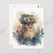 Schattige Waterverf Uil Briefkaart (Voorkant / Achterkant)