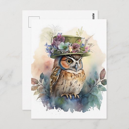 Schattige Waterverf Uil Briefkaart (Voorkant / Achterkant)