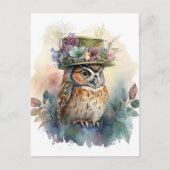 Schattige Waterverf Uil Briefkaart (Voorkant)