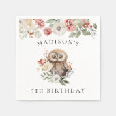 Schattige Waterverf Uil Verjaardagsfeest Servet (Voorkant)