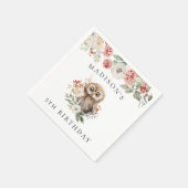 Schattige Waterverf Uil Verjaardagsfeest Servet (Hoek)