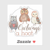 Schattige Waterverf Uilen Altijd een Hoot Sticker (Vel)