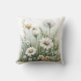 Schattige waterverf van wilde bloemen en grassen kussen