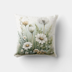Schattige waterverf van wilde bloemen en grassen kussen