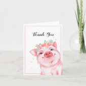 Schattige Waterverf varken dank u Kaart (Voorkant)