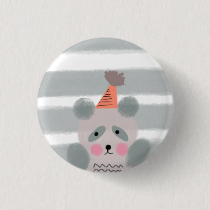 Schattige Waterverf Verjaardag Panda Ronde Button 3,2 Cm