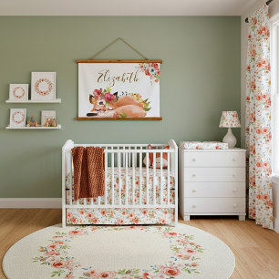 Schattige waterverf vos baby   hangend wandkleed