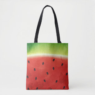 Schattige waterverf watermeloen enorme grappige pl tote bag