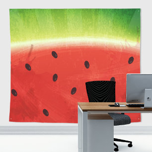 Schattige waterverf watermeloen enorme grappige pl wandkleed