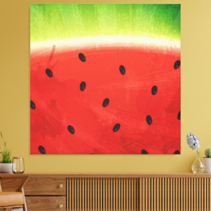 Schattige waterverf watermeloen reuzen grappige pl canvas afdruk