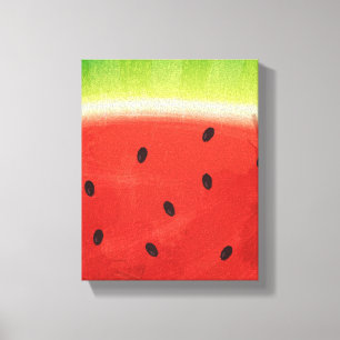 Schattige waterverf watermeloen reuzen grappige pl canvas afdruk