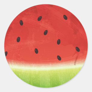 Schattige waterverf watermeloen reuzen grappige pl ronde sticker