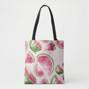 Schattige Waterverf Watermeloen Tote Bag