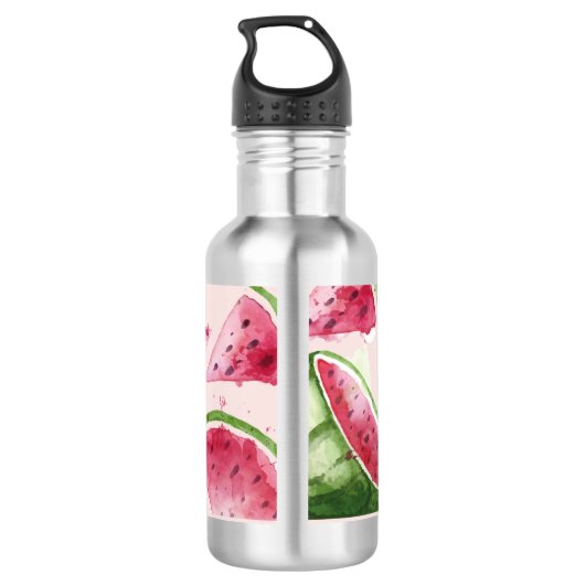Schattige Waterverf Watermeloen Waterfles (Achterkant)