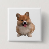 Schattige Waterverf Welsh Corgi Button (Voorkant)