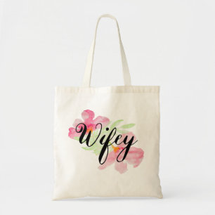 Schattige Waterverf Wifey Grafisch Tote Bag