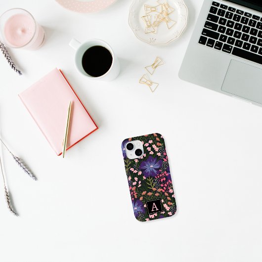 Schattige waterverf wilde bloem geïnitialiseerd Case-Mate iPhone case
