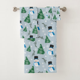 Schattige Waterverf wintersneeuwpatroon Bad Handdoek