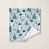 Schattige Waterverf wintersneeuwpatroon Bad Handdoek (Wasdoekje)