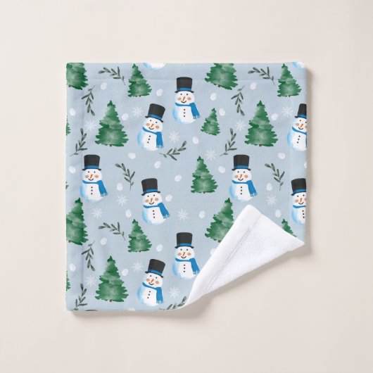 Schattige Waterverf wintersneeuwpatroon Bad Handdoek (Wasdoekje)