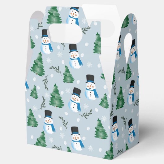 Schattige Waterverf wintersneeuwpatroon Bedankdoosjes (Geopend)