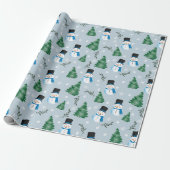 Schattige Waterverf wintersneeuwpatroon Cadeaupapier (Uitgerold)