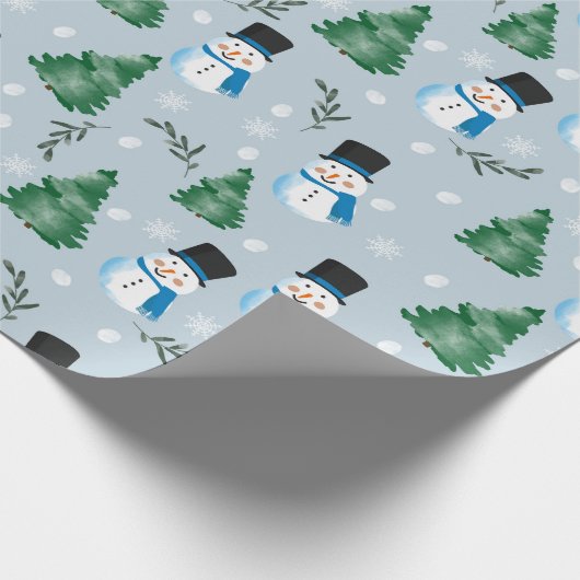 Schattige Waterverf wintersneeuwpatroon Cadeaupapier (Hoek)