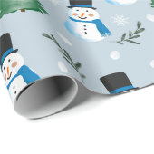 Schattige Waterverf wintersneeuwpatroon Cadeaupapier (Rol Hoek)