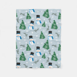 Schattige Waterverf wintersneeuwpatroon Fleece Deken