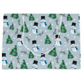 Schattige Waterverf wintersneeuwpatroon Groot Cadeauzakje (Voorkant)