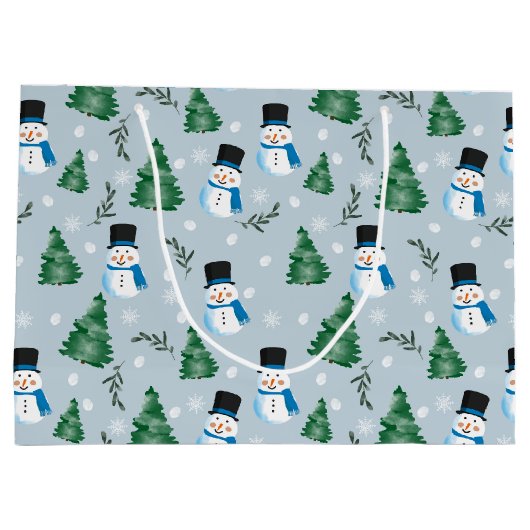 Schattige Waterverf wintersneeuwpatroon Groot Cadeauzakje (Achterkant)