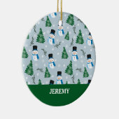 Schattige Waterverf wintersneeuwpatroon Keramisch Ornament (Rechts)