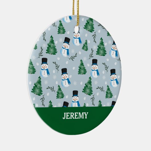 Schattige Waterverf wintersneeuwpatroon Keramisch Ornament (Rechts)