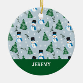 Schattige Waterverf wintersneeuwpatroon Keramisch Ornament