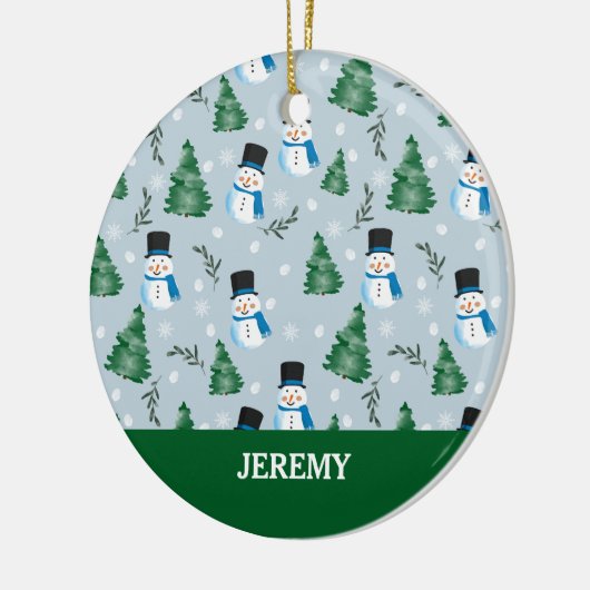 Schattige Waterverf wintersneeuwpatroon Keramisch Ornament (Links)