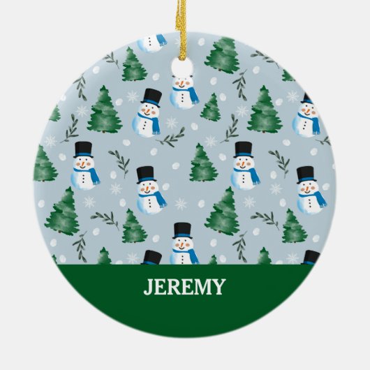 Schattige Waterverf wintersneeuwpatroon Keramisch Ornament (Achterkant)