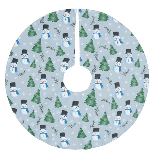 Schattige Waterverf wintersneeuwpatroon Kerstboom Rok (Voorkant)