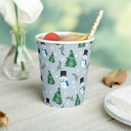 Schattige Waterverf wintersneeuwpatroon Papieren Bekers