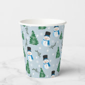 Schattige Waterverf wintersneeuwpatroon Papieren Bekers (Achterkant)