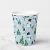 Schattige Waterverf wintersneeuwpatroon Papieren Bekers (Rechts)
