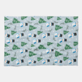 Schattige Waterverf wintersneeuwpatroon Theedoek (Horizontaal)