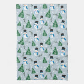 Schattige Waterverf wintersneeuwpatroon Theedoek (Verticaal)