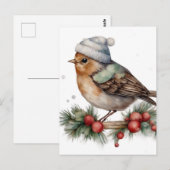 Schattige Waterverf wintervogel Briefkaart (Voorkant / Achterkant)