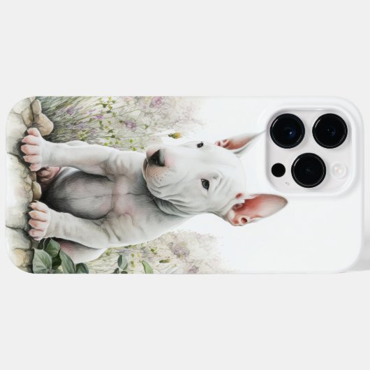 SCHATTIGE WATERVERF WITTE BULL TERRIER PUPPY DOG Case-Mate iPhone CASE (Achterkant (horizontaal))