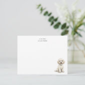 Schattige waterverf Witte Cockapoo Hond Plat Bedankkaart (Staand voorkant)