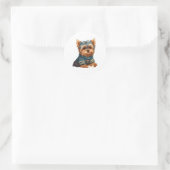 Schattige Waterverf Yorkshire Terrier Puppy Ronde Sticker (Tas)