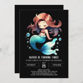 Schattige Waterverf zeemeerminverjaardag Kaart (Voorkant / Achterkant)